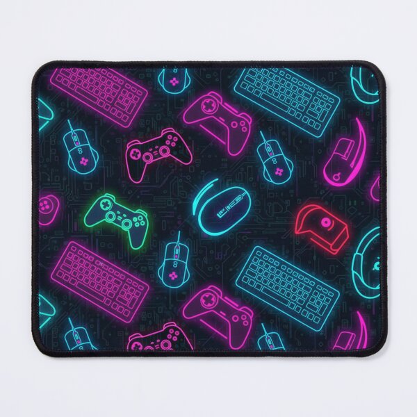 Item preview, Neon Gaming Equipment Pattern designed and sold by StickVerse by Owais.