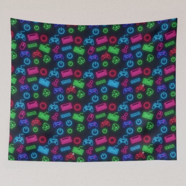 Item preview, Neon Gaming and Tech Elements Pattern designed and sold by StickVerse by Owais.