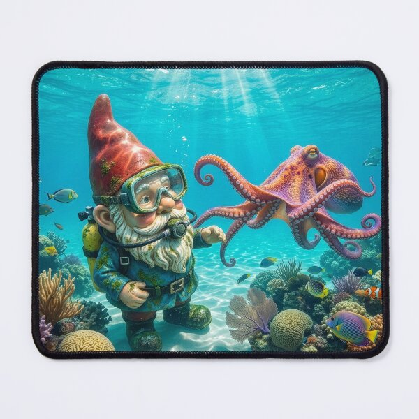 Item preview, Scuba Diving Gnome Encounters an Octopus designed and sold by Tridentulus.