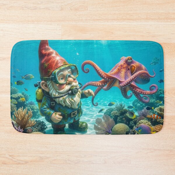 Item preview, Scuba Diving Gnome Encounters an Octopus designed and sold by Tridentulus.