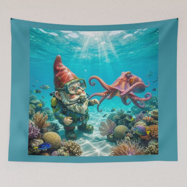 Item preview, Scuba Diving Gnome Encounters an Octopus designed and sold by Tridentulus.