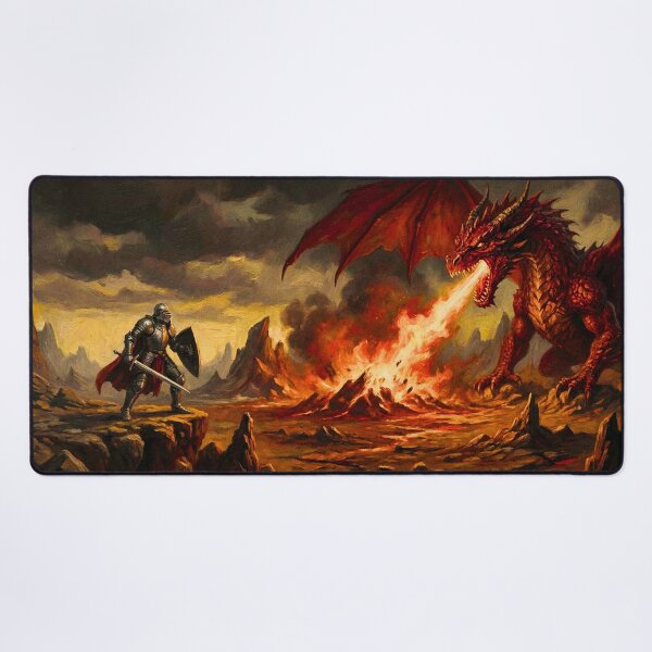 Item preview, The Final Encounter - Epic Dragon Battle Desk Mat designed and sold by ShadowFaeStudio.