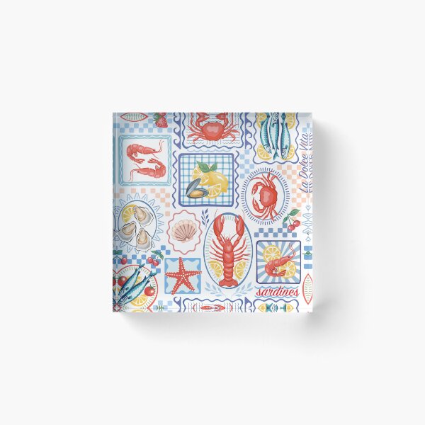 Item preview, Sardines, lobster, crab seafood pattern designed and sold by anyuka.