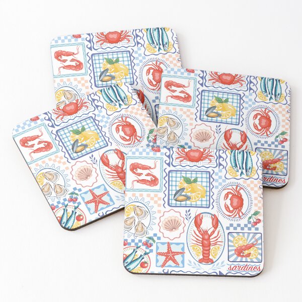 Item preview, Sardines, lobster, crab seafood pattern designed and sold by anyuka.