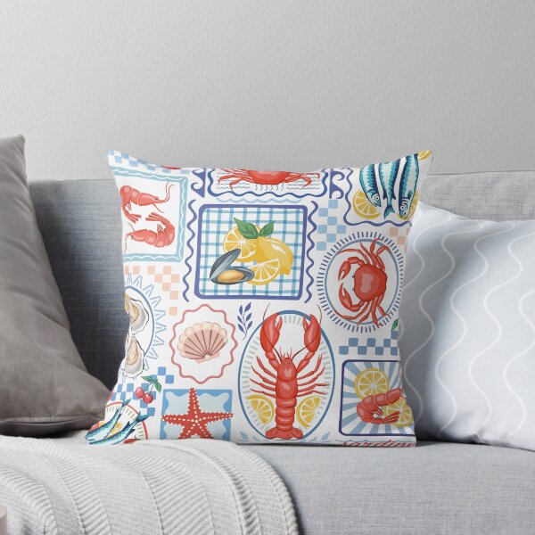 Item preview, Sardines, lobster, crab seafood pattern designed and sold by anyuka.