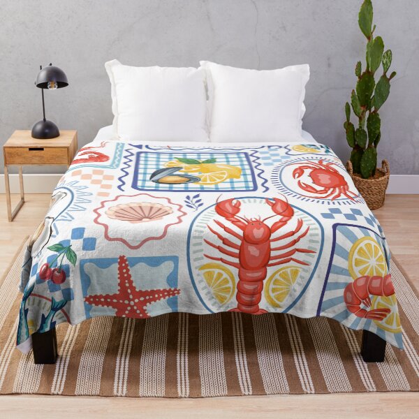 Item preview, Sardines, lobster, crab seafood pattern designed and sold by anyuka.
