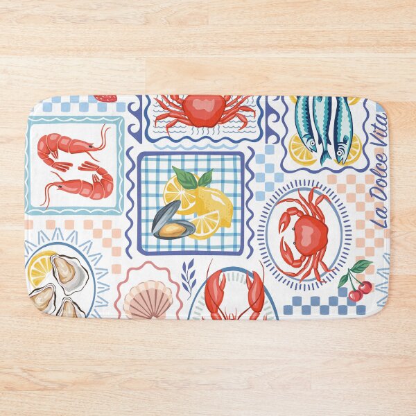 Item preview, Sardines, lobster, crab seafood pattern designed and sold by anyuka.