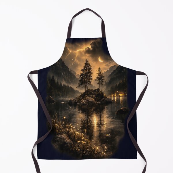 Item preview, Stormlit Alpine Lake – Moody Crescent Moon Mountain Landscape designed and sold by SamEmbersLiving.