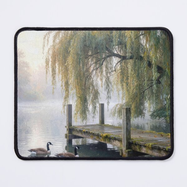 Item preview, Canada Geese By Lake Dock in Mist designed and sold by Maria Dryfhout.