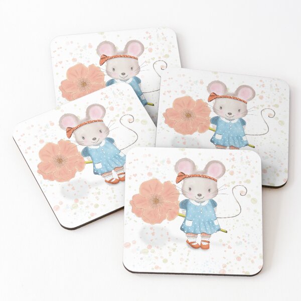 Item preview, Cute Mouse with Flower Illustration - Whimsical Animal Art designed and sold by LilSugarMouse.