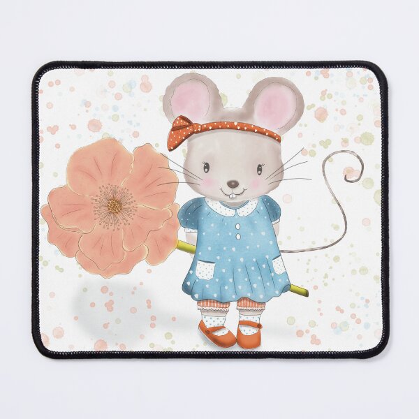 Item preview, Cute Mouse with Flower Illustration - Whimsical Animal Art designed and sold by LilSugarMouse.