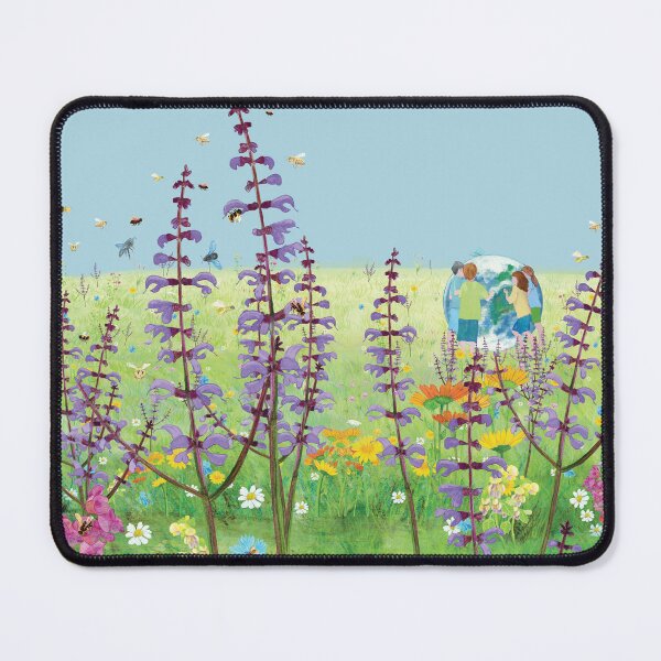 Item preview, Children playing in a flowering meadow and rolling the Earth Globe designed and sold by Julia Doria.