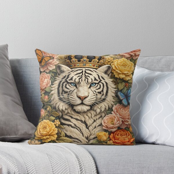 Item preview, Royal White Tiger Crown Floral Garden #007 designed and sold by ManJiangHong.