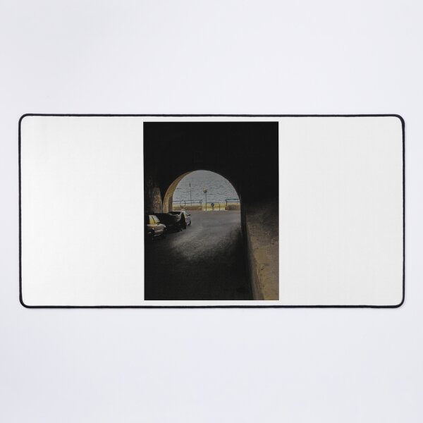 Item preview, View Through Dark Tunnel Archway To Seaside Road With Parked Cars And Calm Sea Horizon designed and sold by Nmallia.
