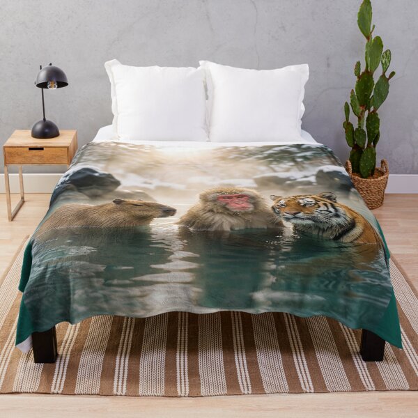 Item preview, Capybara, Tiger, and Snow Monkey Relax in Onsen designed and sold by Tridentulus.