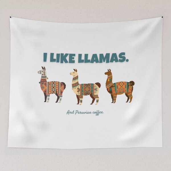 Item preview, I Like Llamas and Peruvian Coffee – Funny Peru Travel Design designed and sold by ArcticFoxStudio.