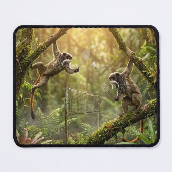 Item preview, Emperor Tamarins Play Badminton designed and sold by Tridentulus.