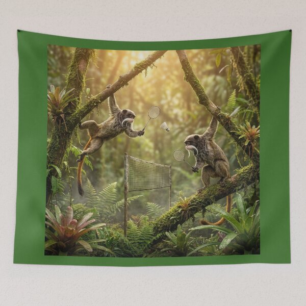 Item preview, Emperor Tamarins Play Badminton designed and sold by Tridentulus.