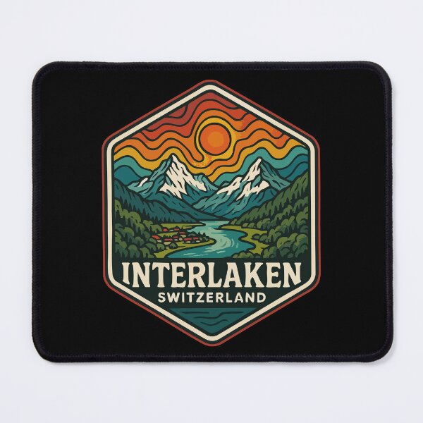 Item preview, Interlaken Switzerland Landscape Trippy Art Travel designed and sold by TomFrontierArt.