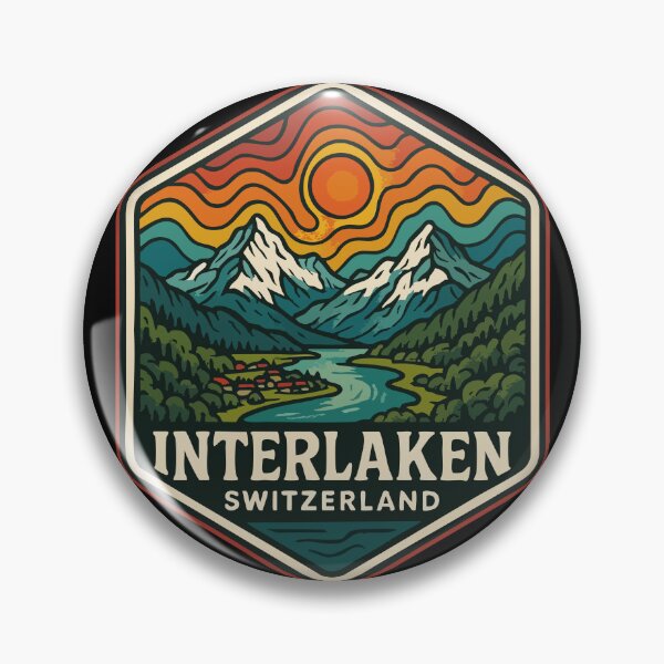 Item preview, Interlaken Switzerland Landscape Trippy Art Travel designed and sold by TomFrontierArt.