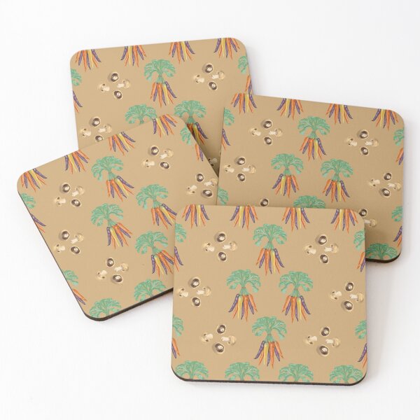 Item preview, Carrots and Mushrooms on dark Oat designed and sold by All About Playfulness by Saras Feijoo.