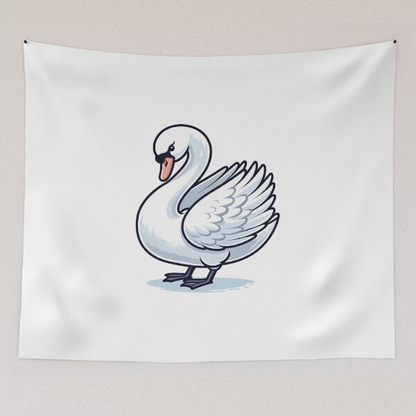 Item preview, Stylized illustration of a graceful white swan with elegant feathers and a calm posture. designed and sold by cave-canvas.