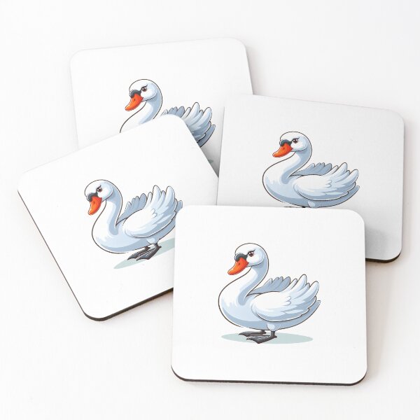 Item preview, A cartoon-style white swan with an orange beak, standing gracefully with a slightly aggressive gaze. designed and sold by cave-canvas.