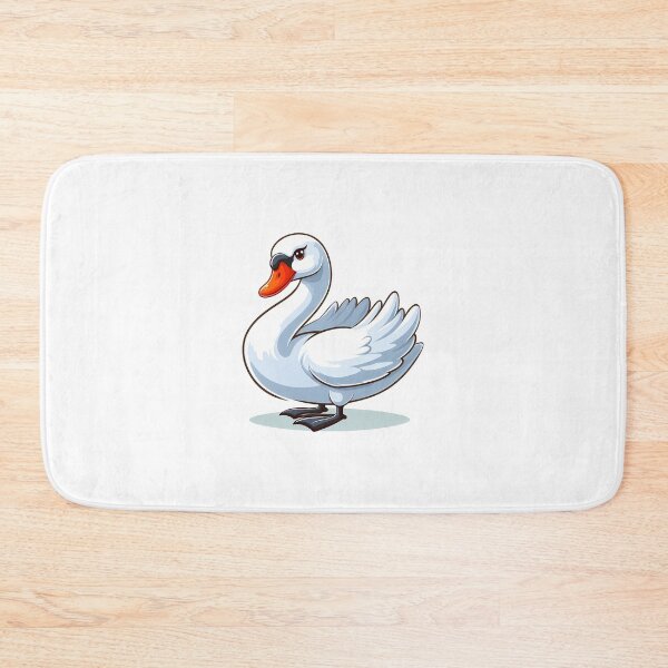 Item preview, A cartoon-style white swan with an orange beak, standing gracefully with a slightly aggressive gaze. designed and sold by cave-canvas.