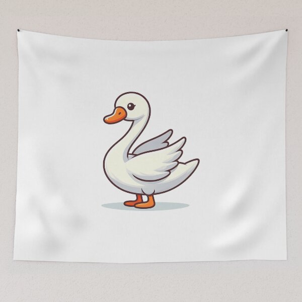 Item preview, Cute cartoon duck with a white body and orange beak standing proudly. designed and sold by cave-canvas.