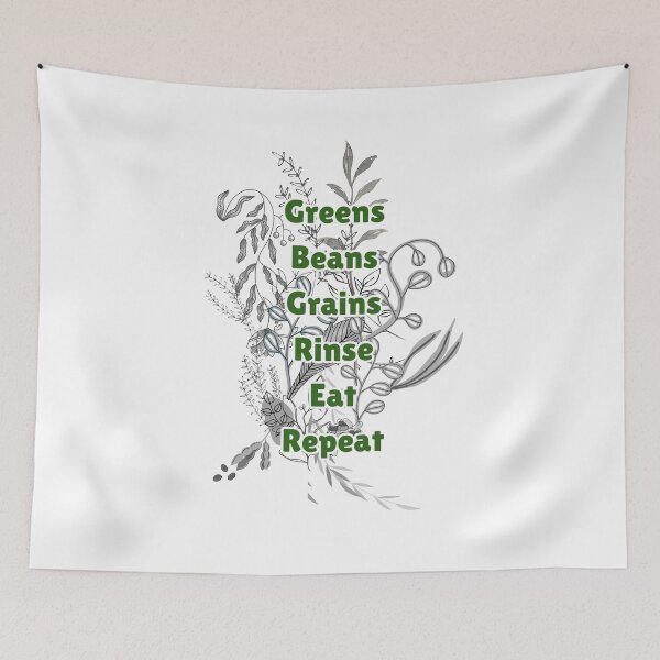 Item preview, Greens Beans Grains Rinse Eat Repeat Healthy Eating designed and sold by coodoosandco.