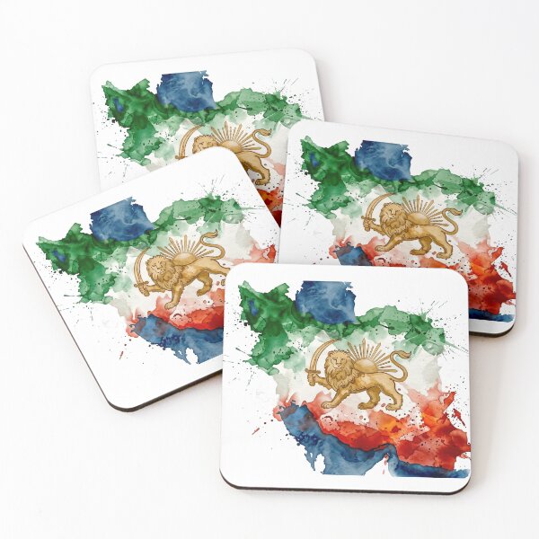 Item preview, Persian Lion and Sun Watercolor Map - Iran Heritage Art designed and sold by HeleDesign1983.