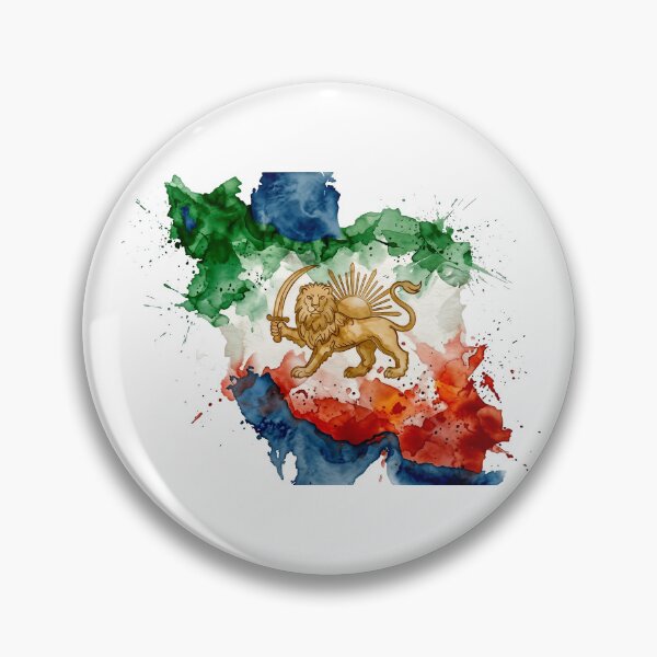 Item preview, Persian Lion and Sun Watercolor Map - Iran Heritage Art designed and sold by HeleDesign1983.