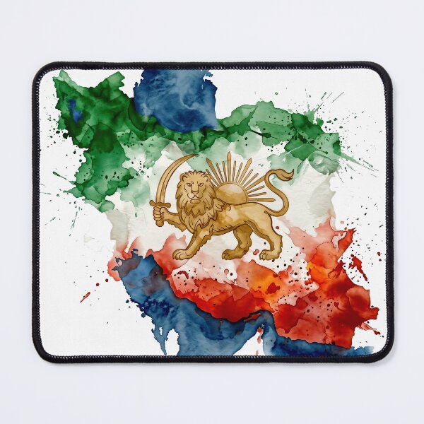 Item preview, Persian Lion and Sun Watercolor Map - Iran Heritage Art designed and sold by HeleDesign1983.