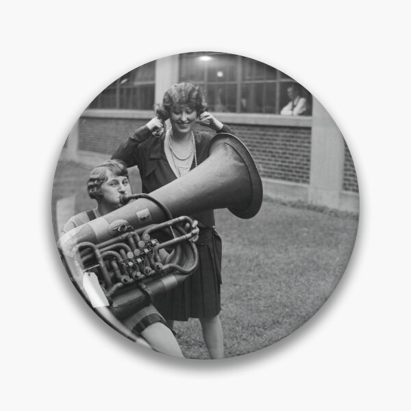 Item preview, The sound of music - terrible tuba playing funny humorous vintage black and white photograph poster art print designed and sold by Astrid Arkhangelsky.
