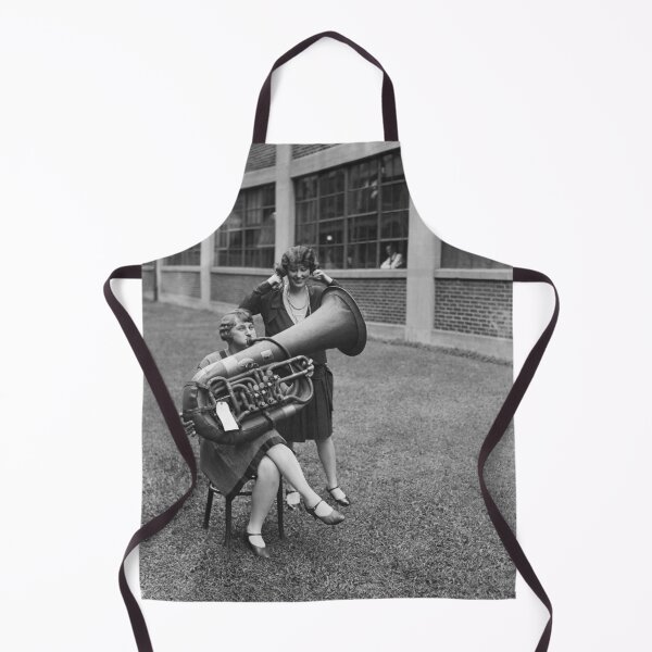 Item preview, The sound of music - terrible tuba playing funny humorous vintage black and white photograph poster art print designed and sold by Astrid Arkhangelsky.