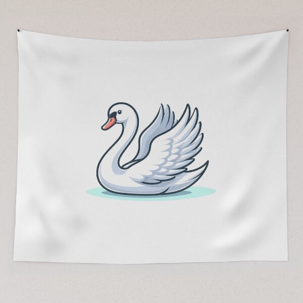 Item preview, Elegant white swan gracefully spreading its wings against a minimalistic background. designed and sold by cave-canvas.