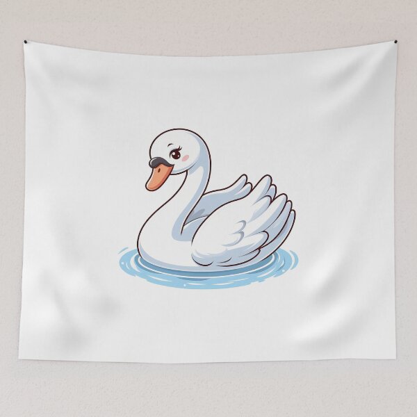 Item preview, A cute cartoon swan gliding gracefully on water with a charming smile. designed and sold by cave-canvas.
