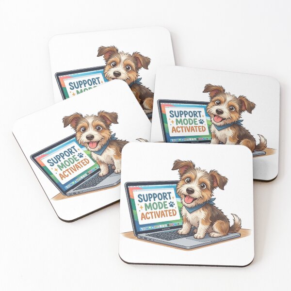 Item preview, Funny Tech Support Dog - Support Mode Activated Laptop Illustration designed and sold by SoftPawsAtelier.