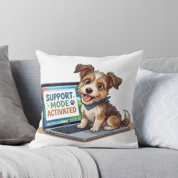 Item preview, Funny Tech Support Dog - Support Mode Activated Laptop Illustration designed and sold by SoftPawsAtelier.