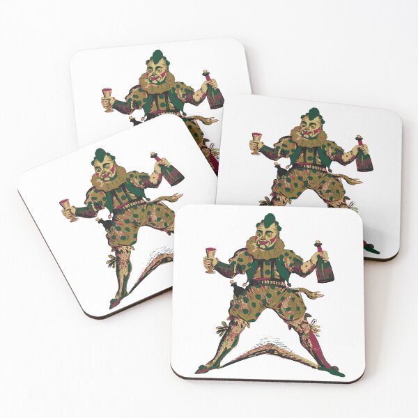 Item preview, vintage jester with wine bottle illustration - gold,red,green designed and sold by RoryJDesigns.