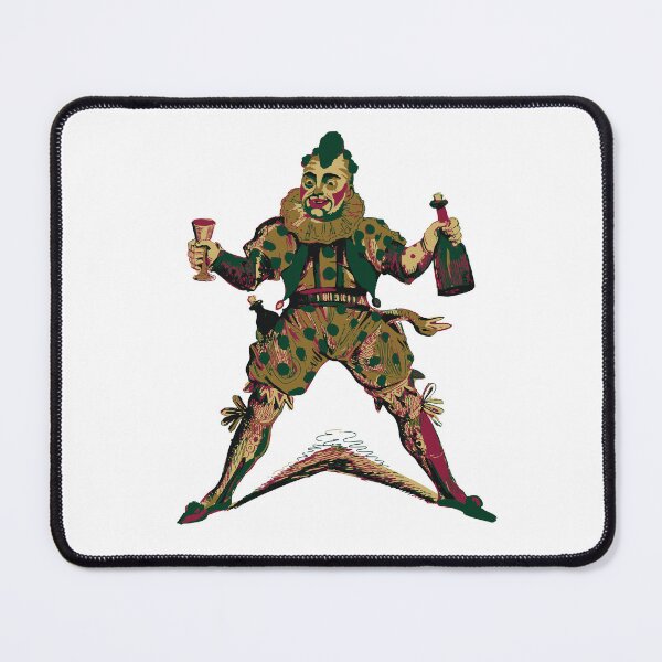 Item preview, vintage jester with wine bottle illustration - gold,red,green designed and sold by RoryJDesigns.