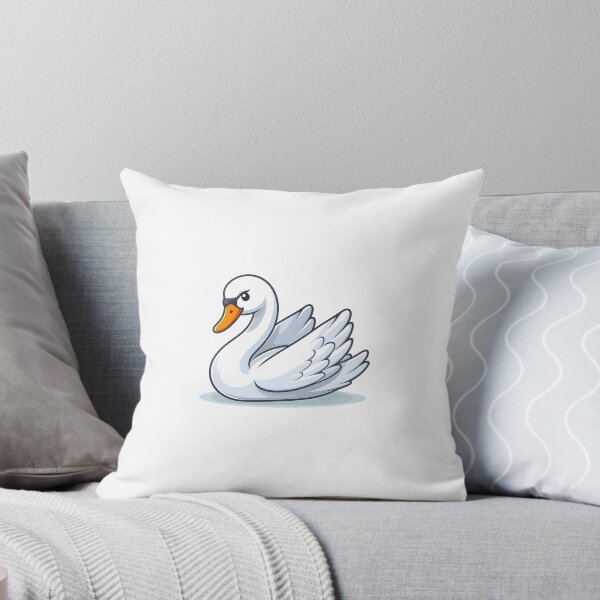 Item preview, A stylized white swan with an expressive look, featuring elegant wings and a vibrant orange beak. designed and sold by cave-canvas.