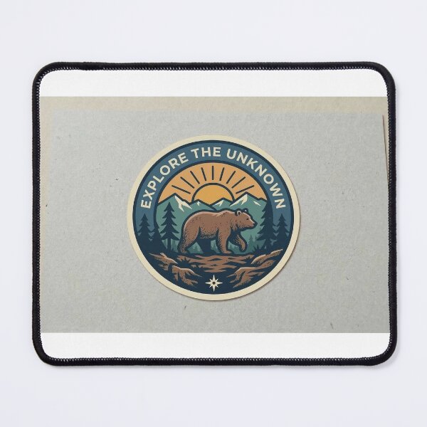 Item preview, Explore The Unknown - Vintage Bear Wilderness Mountain Badge designed and sold by R & K Fashions.