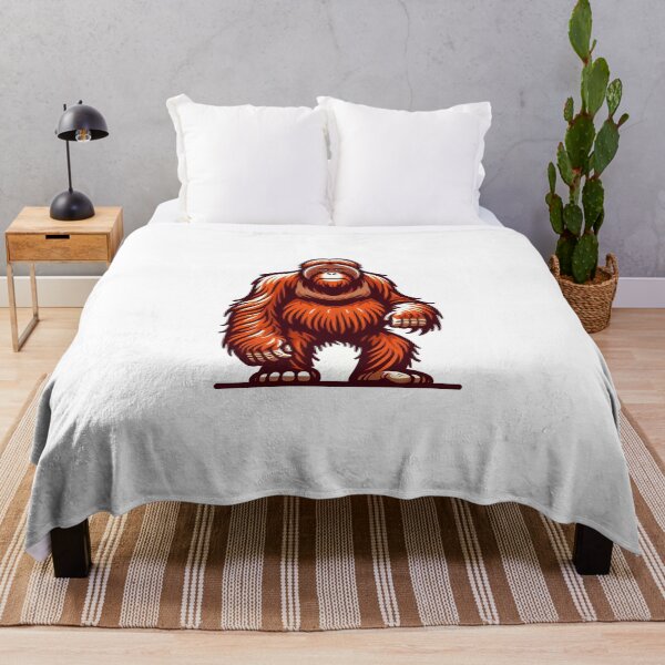 Item preview, A vibrant illustration of a friendly-looking orange orangutan standing upright. designed and sold by cave-canvas.