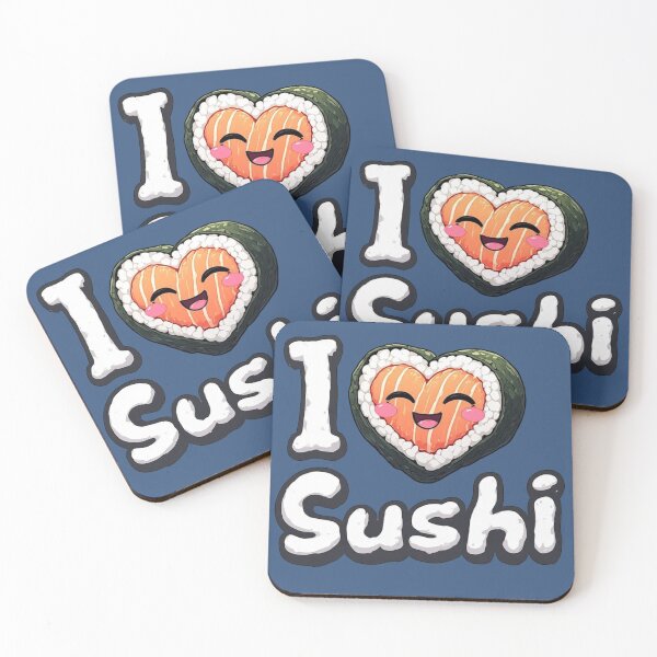 Item preview, Kawaii "I Love Sushi" Heart Graphic: Cute Salmon Maki Illustration designed and sold by sanorastyle.