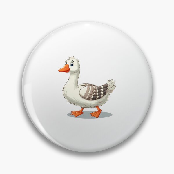 Item preview, A cheerful cartoon goose with a bright orange beak and feet, featuring a white body and striped wings. designed and sold by cave-canvas.