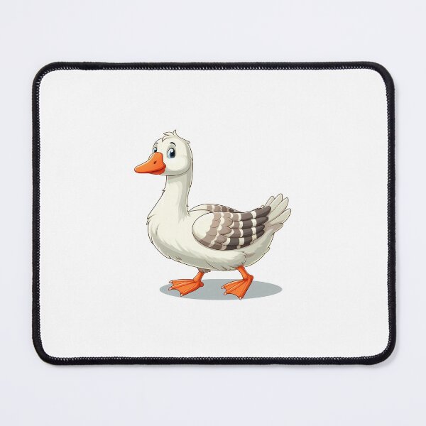 Item preview, A cheerful cartoon goose with a bright orange beak and feet, featuring a white body and striped wings. designed and sold by cave-canvas.