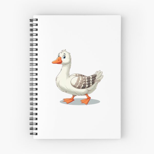 Item preview, A cheerful cartoon goose with a bright orange beak and feet, featuring a white body and striped wings. designed and sold by cave-canvas.