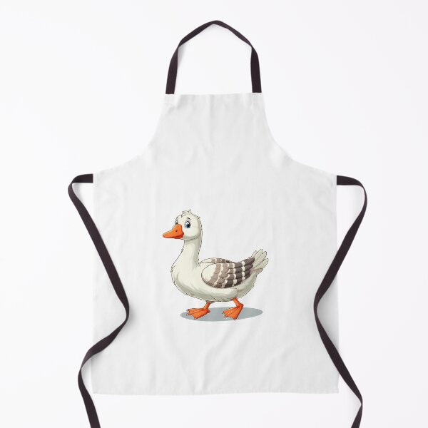 Item preview, A cheerful cartoon goose with a bright orange beak and feet, featuring a white body and striped wings. designed and sold by cave-canvas.