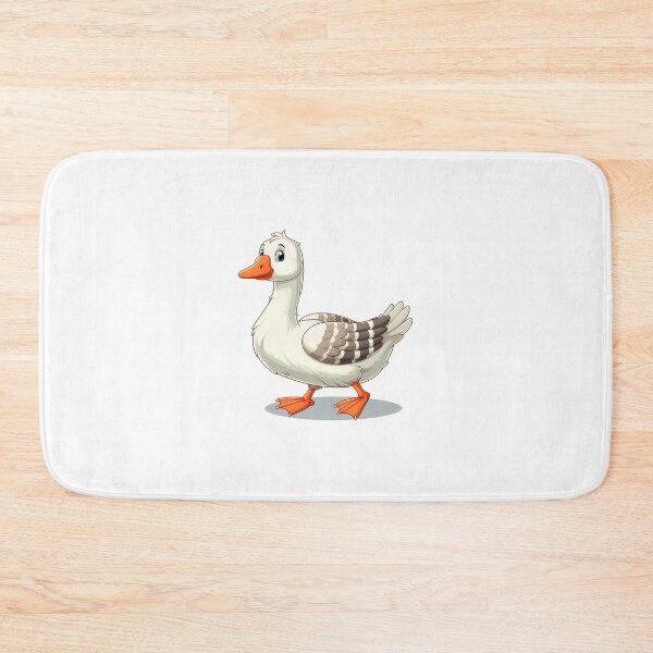 Item preview, A cheerful cartoon goose with a bright orange beak and feet, featuring a white body and striped wings. designed and sold by cave-canvas.
